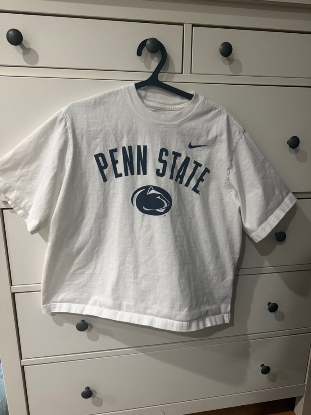 Nike White Tee with Navy Penn State Graphic